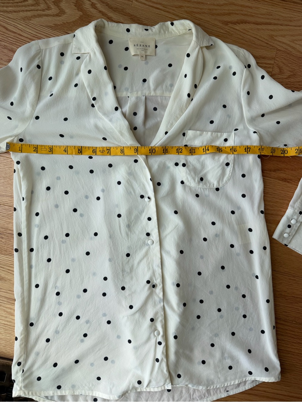 Sézane Florence Shirt 100% Silk Polka Dot Blouse Ecru Size 34 - Picture 9 of 12